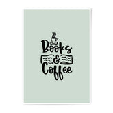 Books and Coffee Photographic Prints, Wall Decor, Home Art, Coffee Lover Gift, Reading Nook Art, Literary Prints, Typography Art - Tawshia